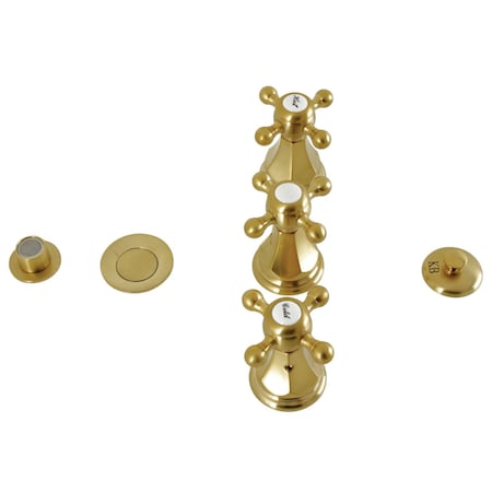 Kingston Brass ThreeHandle Bidet Faucet, Brushed Brass KB327BX